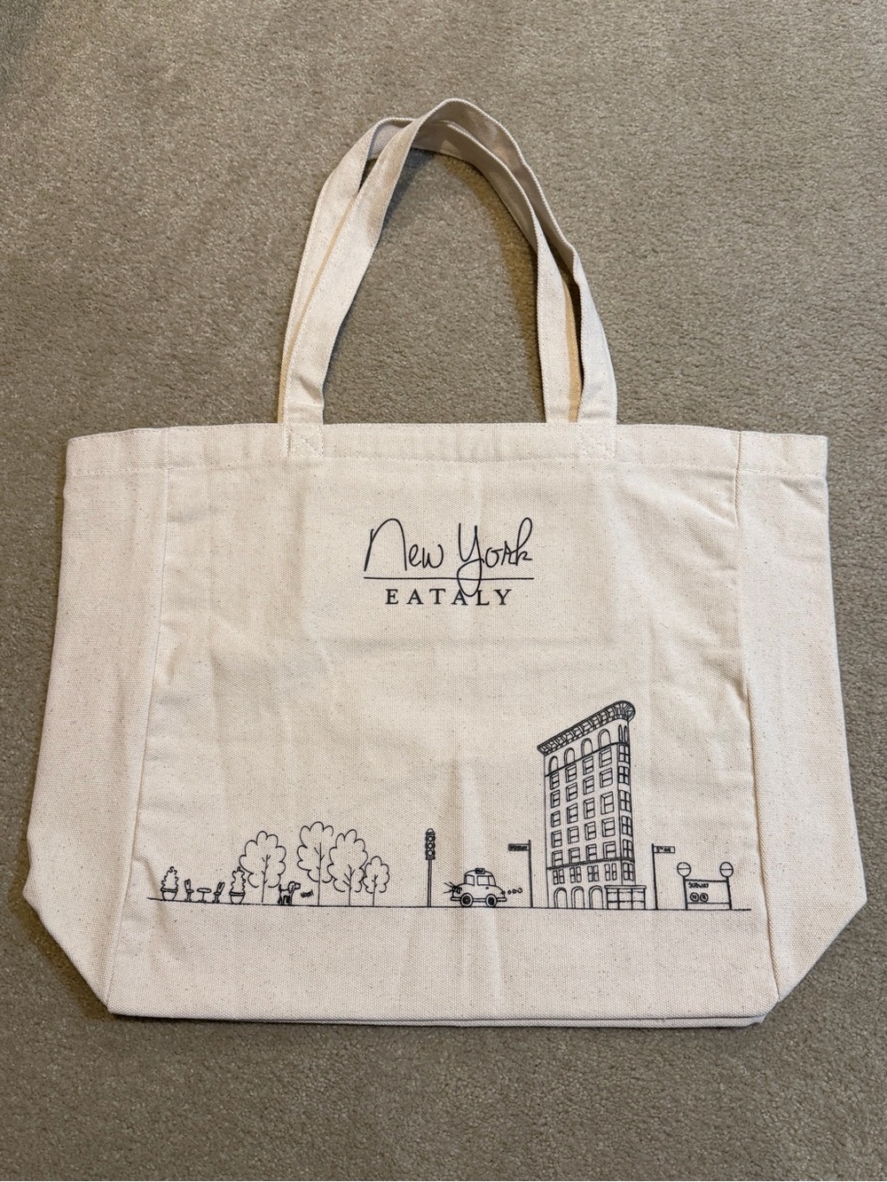 NEW EATALY NEW YORK CITY FLATIRON EDITION LARGE TAN VERY STURDY CANVAS TOTE BAG